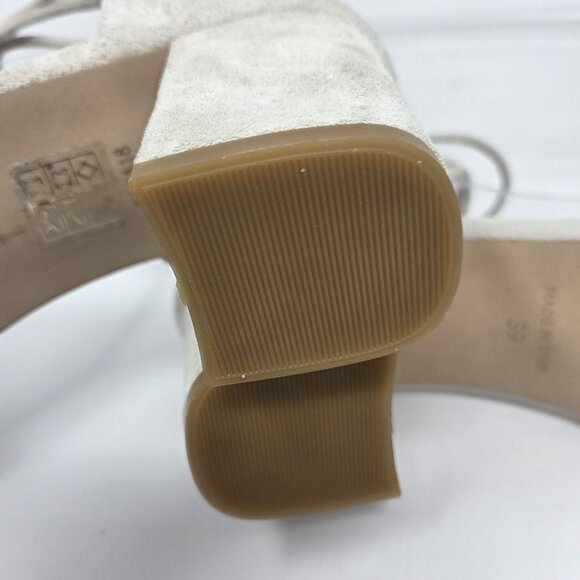 Alohas Dakota Sandals Womens 39 US 8 Block Heel Ankle Tie Color "Ice" Off White - Picture 8 of 10